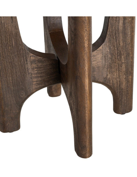 Table d'appoint moderne Japandi Ronde 50 cm Bois de manguier Naturel Umbral 