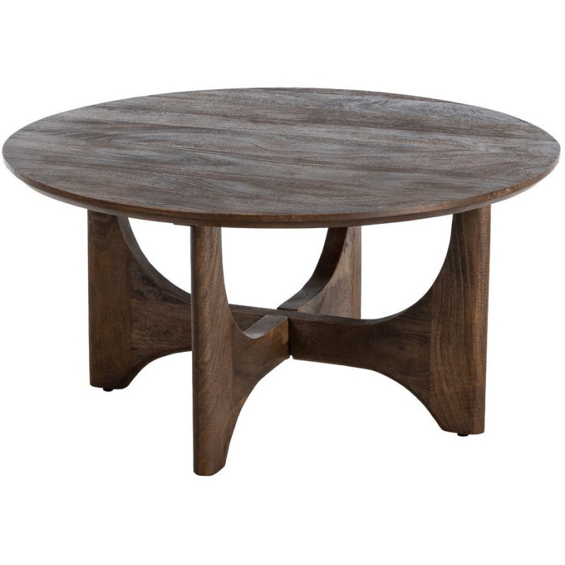 Table basse moderne Japandi Ronde 90 cm Bois de manguier Naturel Umbral 