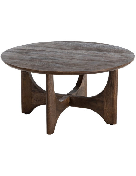 Table basse moderne Japandi Ronde 90 cm Bois de manguier Naturel Umbral 