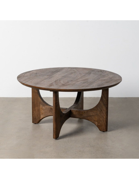 Table basse moderne Japandi Ronde 90 cm Bois de manguier Naturel Umbral 