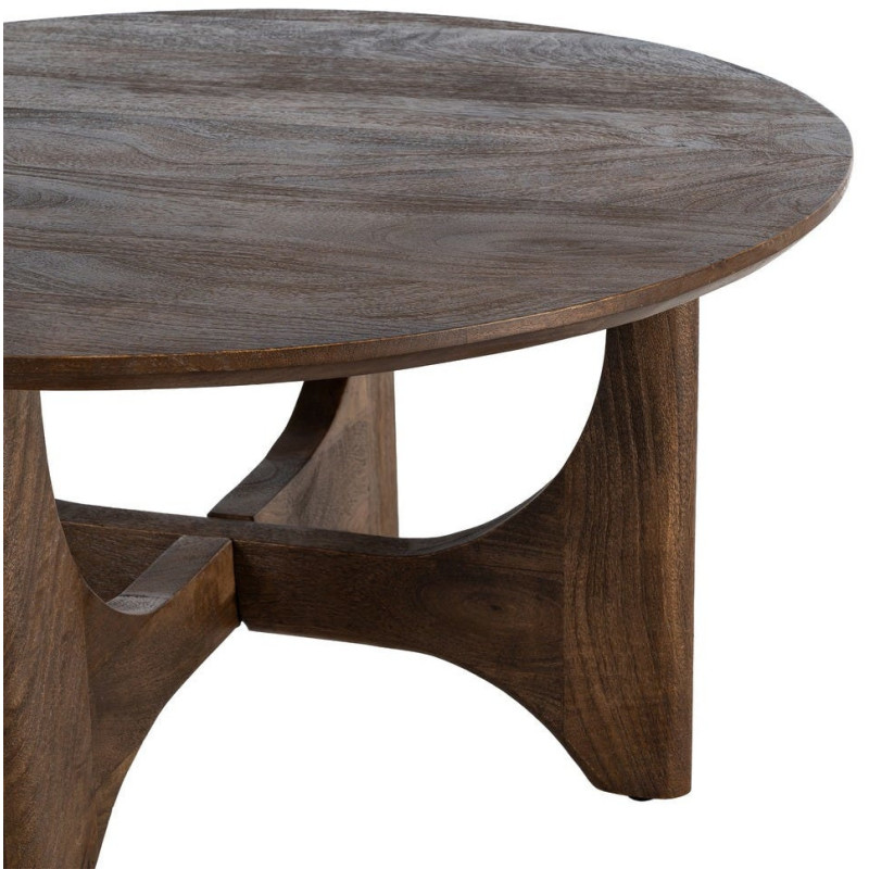 Table basse moderne Japandi Ronde 90 cm Bois de manguier Naturel Umbral 