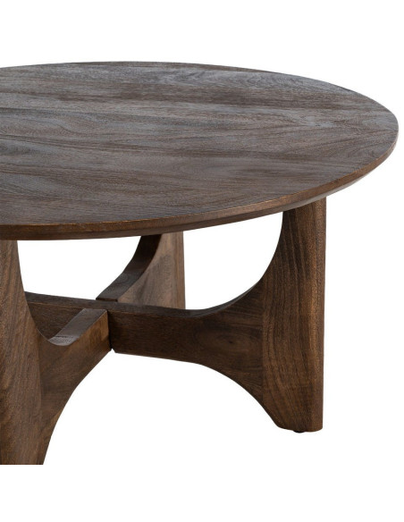 Table basse moderne Japandi Ronde 90 cm Bois de manguier Naturel Umbral 