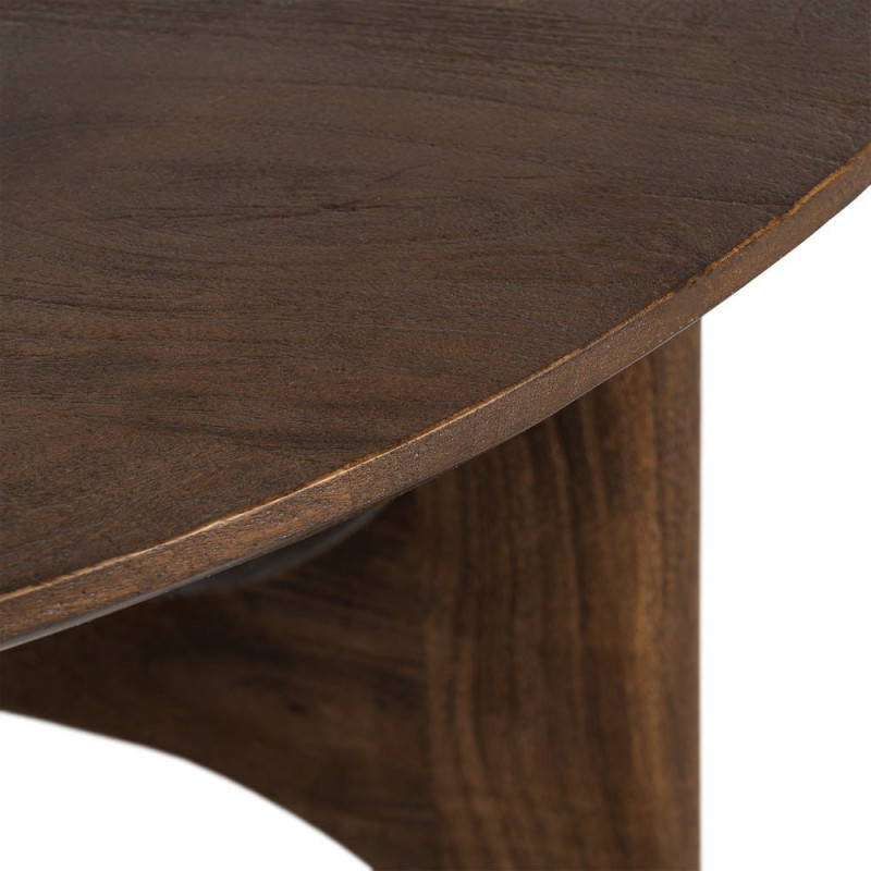 Table basse moderne Japandi Ronde 90 cm Bois de manguier Naturel Umbral 