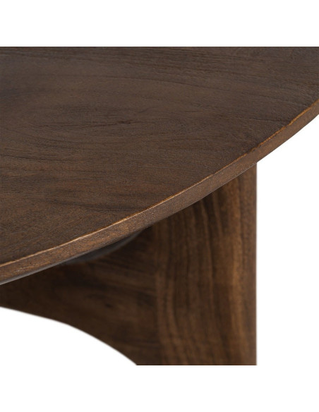 Table basse moderne Japandi Ronde 90 cm Bois de manguier Naturel Umbral 