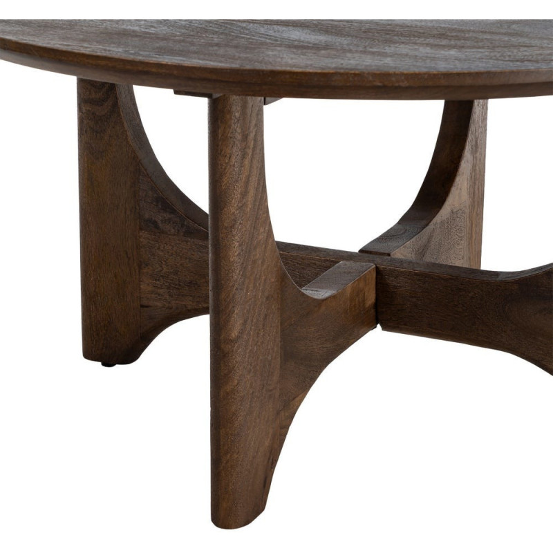 Table basse moderne Japandi Ronde 90 cm Bois de manguier Naturel Umbral 