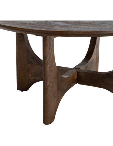 Table basse moderne Japandi Ronde 90 cm Bois de manguier Naturel Umbral 