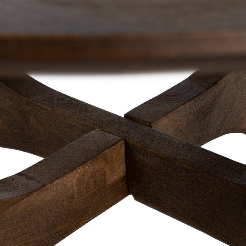 Table basse moderne Japandi Ronde 90 cm Bois de manguier Naturel Umbral 