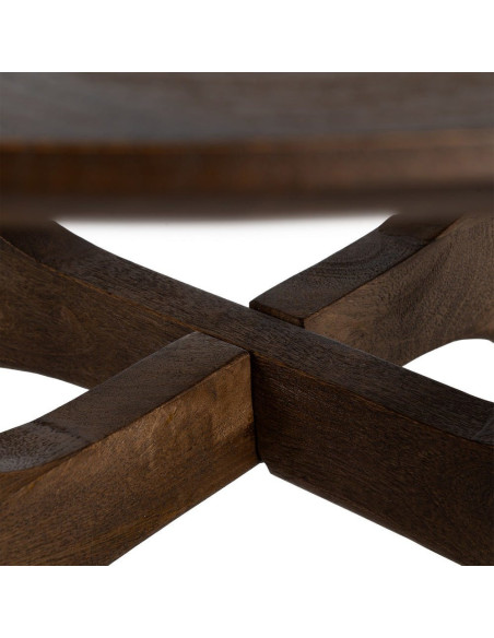 Table basse moderne Japandi Ronde 90 cm Bois de manguier Naturel Umbral 