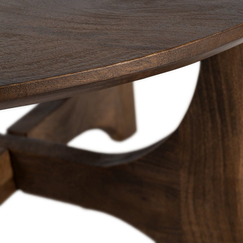 Table basse moderne Japandi Ronde 90 cm Bois de manguier Naturel Umbral 