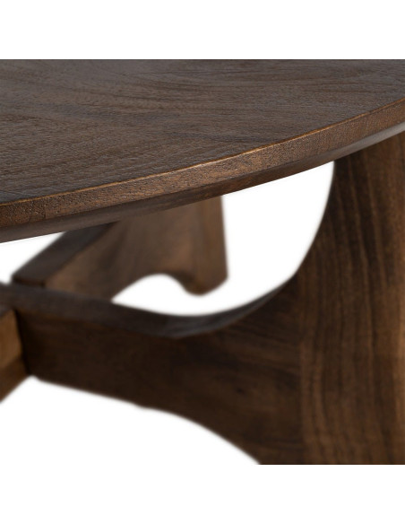 Table basse moderne Japandi Ronde 90 cm Bois de manguier Naturel Umbral 