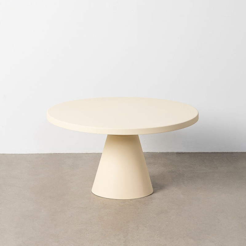 Table basse moderne chic Ronde 71 cm Métal Blanc crème Giulia 