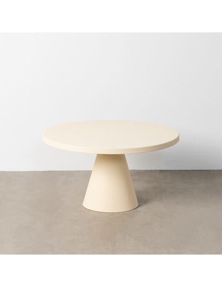 Table basse moderne chic Ronde 71 cm Métal Blanc crème Giulia 