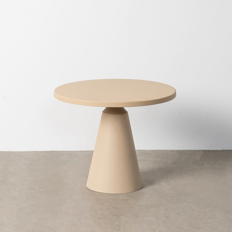 Table basse moderne chic Ronde 60 cm Métal Taupe Sandra 