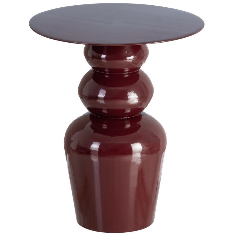 Table d'appoint design chic Ronde 38 cm Métal Rouge bordeaux Rensia 