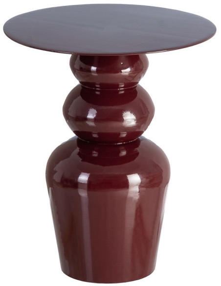 Table d'appoint design chic Ronde 38 cm Métal Rouge bordeaux Rensia 
