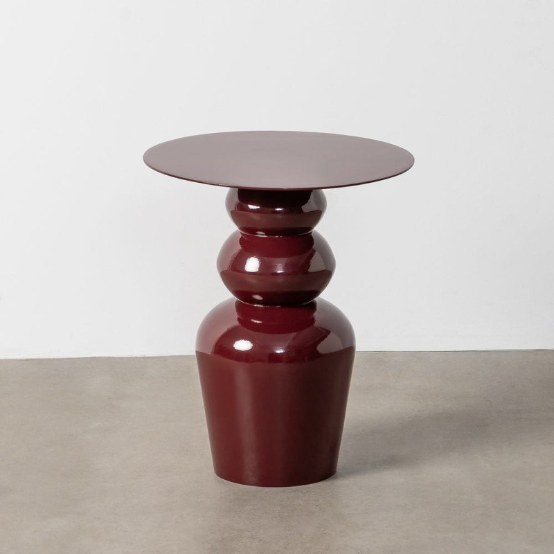 Table d'appoint design chic Ronde 38 cm Métal Rouge bordeaux Rensia 