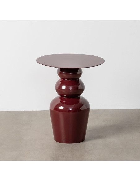 Table d'appoint design chic Ronde 38 cm Métal Rouge bordeaux Rensia 