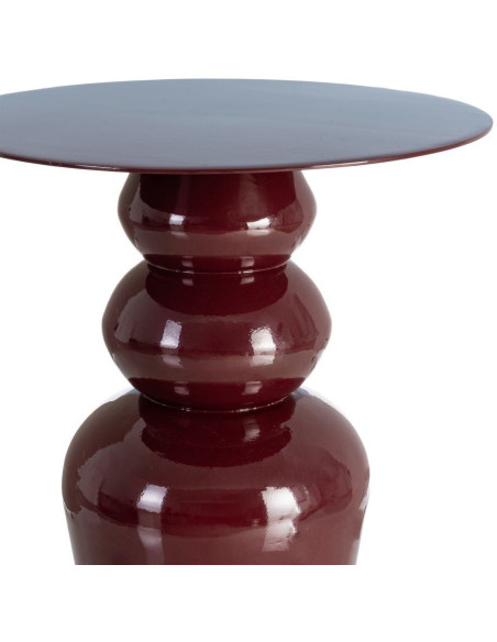 Table d'appoint design chic Ronde 38 cm Métal Rouge bordeaux Rensia 