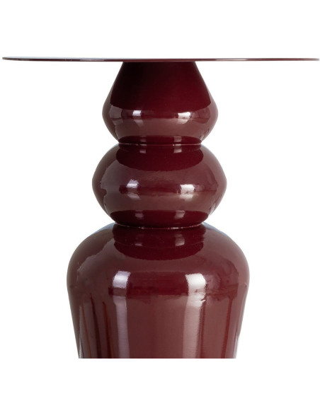 Table d'appoint design chic Ronde 38 cm Métal Rouge bordeaux Rensia 