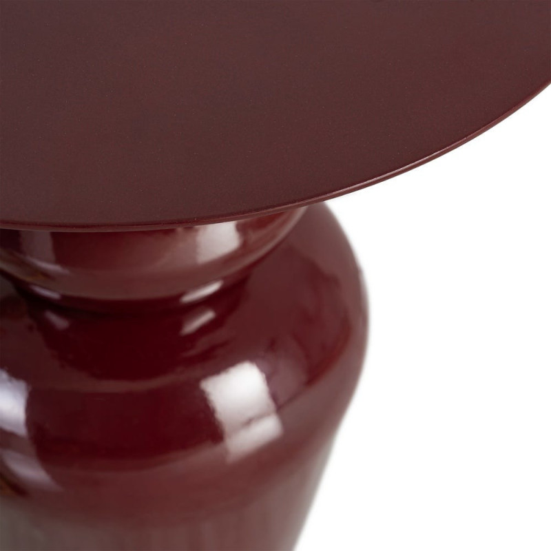 Table d'appoint design chic Ronde 38 cm Métal Rouge bordeaux Rensia 
