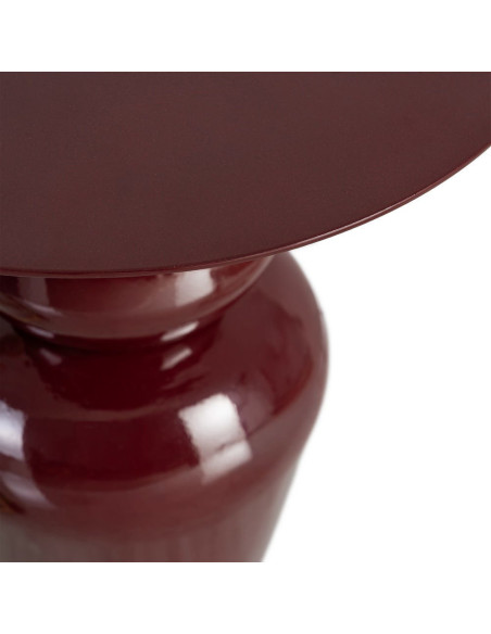 Table d'appoint design chic Ronde 38 cm Métal Rouge bordeaux Rensia 