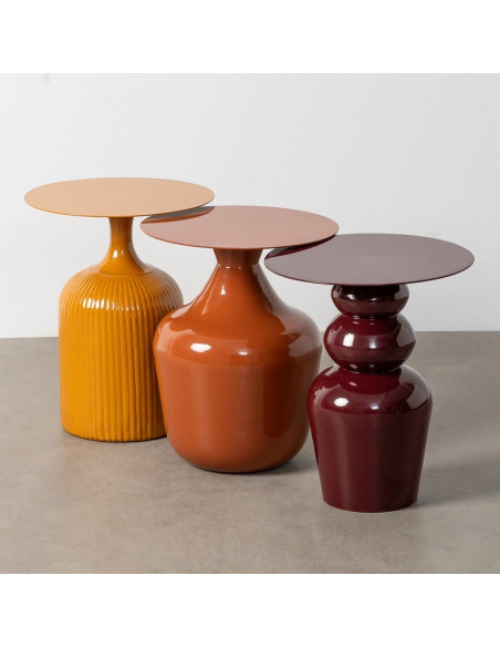 Table d'appoint design chic Ronde 38 cm Métal Terracotta Princia 