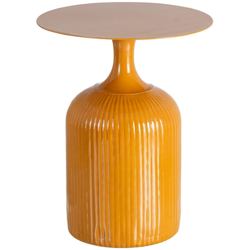 Table d'appoint design chic Ronde 38 cm Métal Jaune moutarde Elsia 