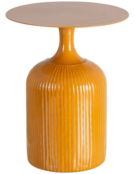 Table d'appoint design chic Ronde 38 cm Métal Jaune moutarde Elsia 