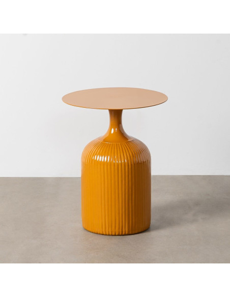 Table d'appoint design chic Ronde 38 cm Métal Jaune moutarde Elsia 