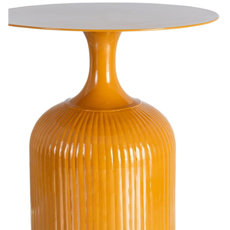 Table d'appoint design chic Ronde 38 cm Métal Jaune moutarde Elsia 