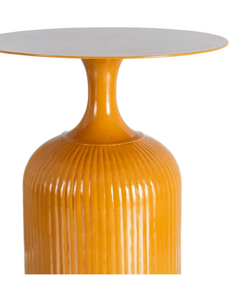 Table d'appoint design chic Ronde 38 cm Métal Jaune moutarde Elsia 