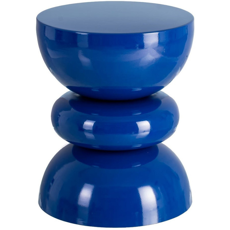 Table d'appoint design chic Ronde 38 cm Métal Bleu Brillant Laca 