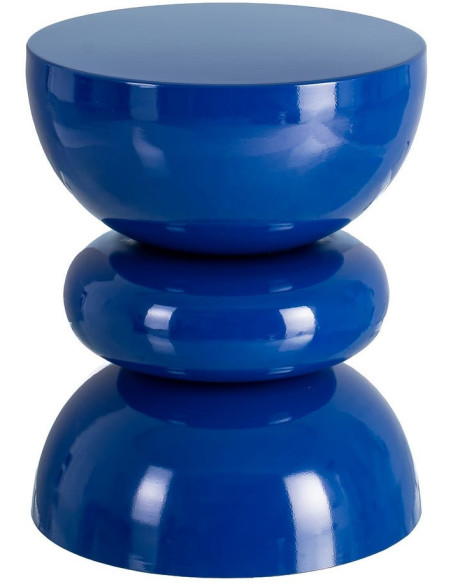 Table d'appoint design chic Ronde 38 cm Métal Bleu Brillant Laca 