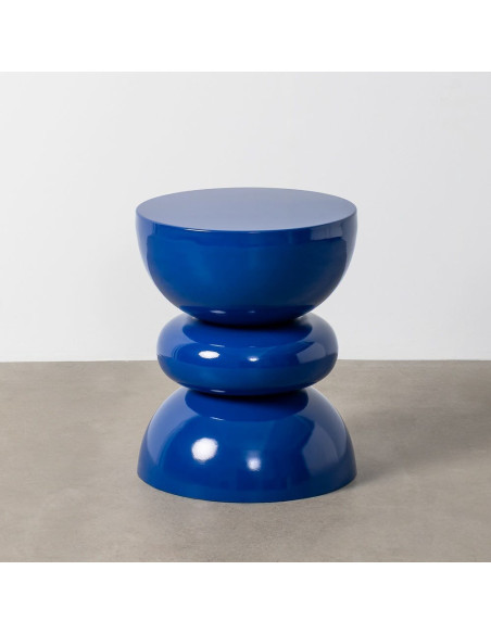 Table d'appoint design chic Ronde 38 cm Métal Bleu Brillant Laca 