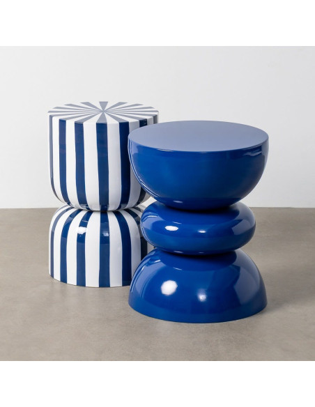 Table d'appoint design chic Ronde 38 cm Métal Bleu Brillant Laca 