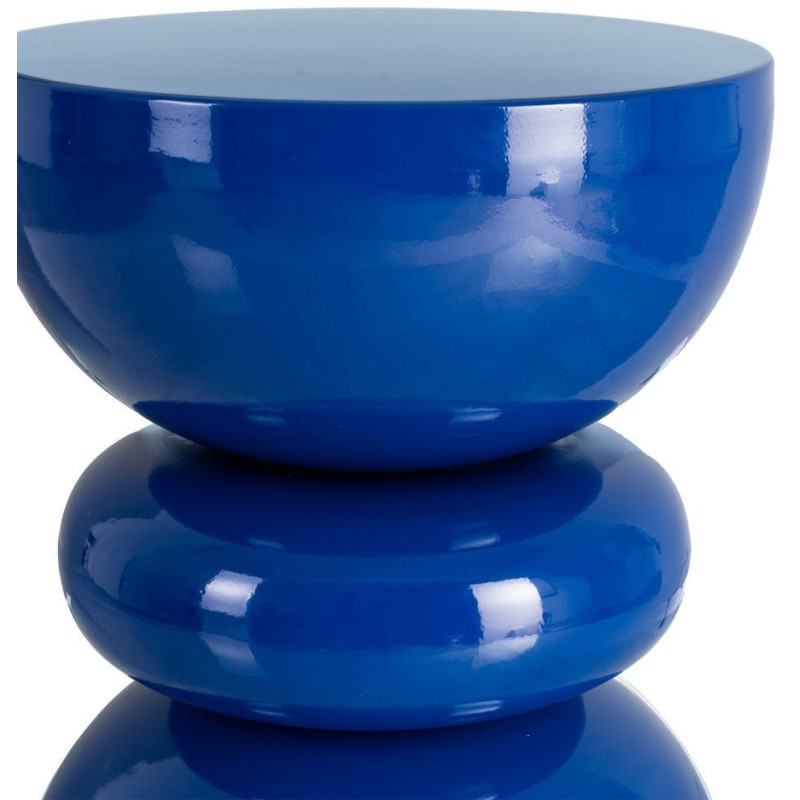 Table d'appoint design chic Ronde 38 cm Métal Bleu Brillant Laca 