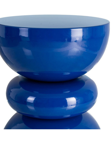 Table d'appoint design chic Ronde 38 cm Métal Bleu Brillant Laca 