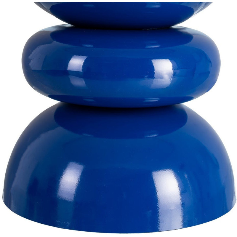 Table d'appoint design chic Ronde 38 cm Métal Bleu Brillant Laca 