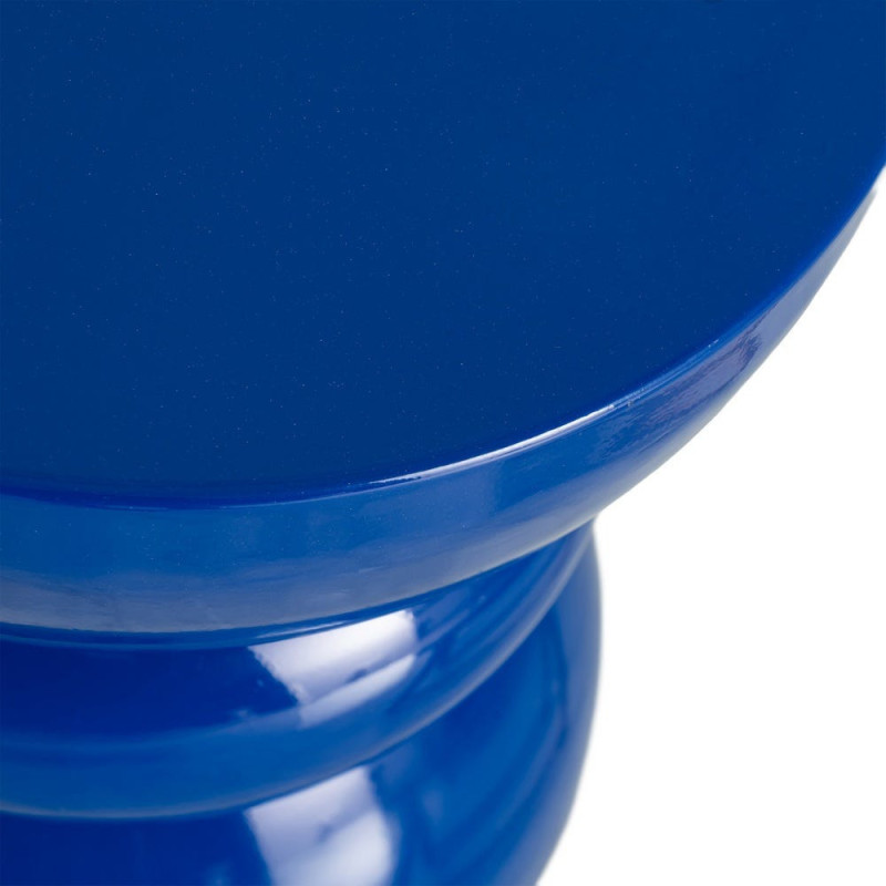 Table d'appoint design chic Ronde 38 cm Métal Bleu Brillant Laca 