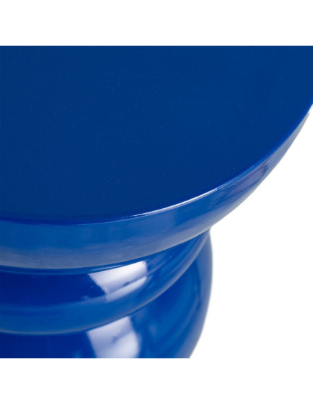 Table d'appoint design chic Ronde 38 cm Métal Bleu Brillant Laca 