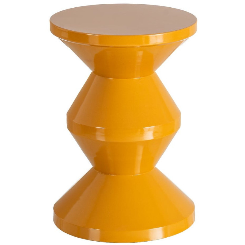 Table d'appoint design Totem Ronde 33 cm Métal Jaune moutarde Brillant Solera 