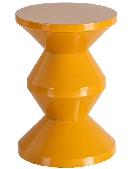 Table d'appoint design Totem Ronde 33 cm Métal Jaune moutarde Brillant Solera 