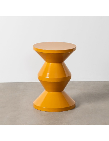 Table d'appoint design Totem Ronde 33 cm Métal Jaune moutarde Brillant Solera 