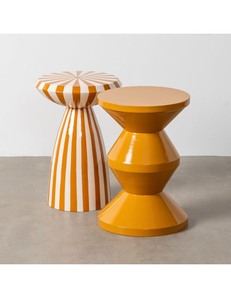 Table d'appoint design Totem Ronde 33 cm Métal Jaune moutarde Brillant Solera 