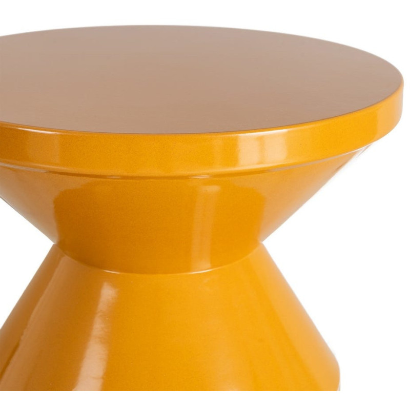 Table d'appoint design Totem Ronde 33 cm Métal Jaune moutarde Brillant Solera 