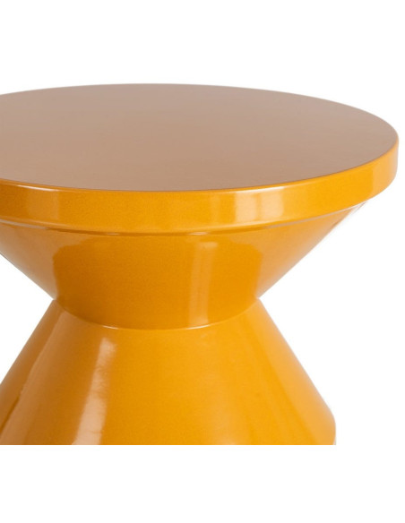 Table d'appoint design Totem Ronde 33 cm Métal Jaune moutarde Brillant Solera 