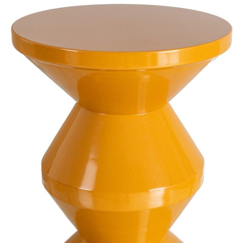 Table d'appoint design Totem Ronde 33 cm Métal Jaune moutarde Brillant Solera 