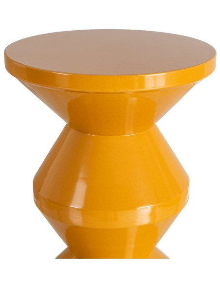 Table d'appoint design Totem Ronde 33 cm Métal Jaune moutarde Brillant Solera 
