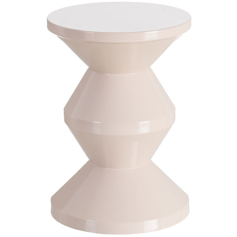 Table d'appoint design Totem Ronde 33 cm Métal Blanc cassé Brillant Solera 