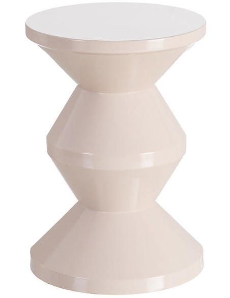 Table d'appoint design Totem Ronde 33 cm Métal Blanc cassé Brillant Solera 